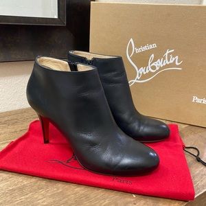 Christian Louboutin Belle 85mm Black Calf Leather Booties EUR Sz 38.5 / US 7.5